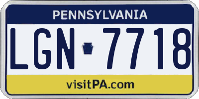 PA license plate LGN7718