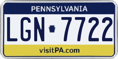 PA license plate LGN7722