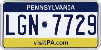 PA license plate LGN7729