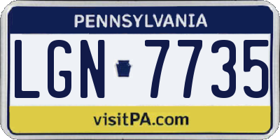 PA license plate LGN7735