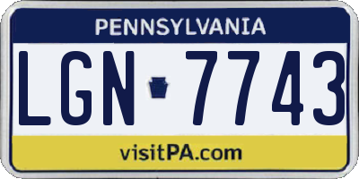PA license plate LGN7743