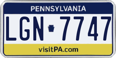 PA license plate LGN7747