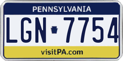 PA license plate LGN7754