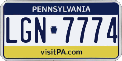 PA license plate LGN7774