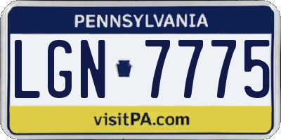 PA license plate LGN7775