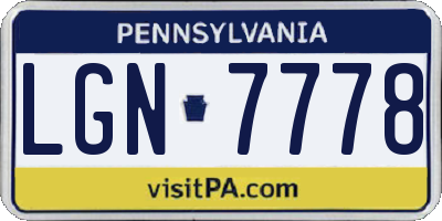 PA license plate LGN7778