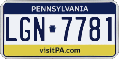 PA license plate LGN7781
