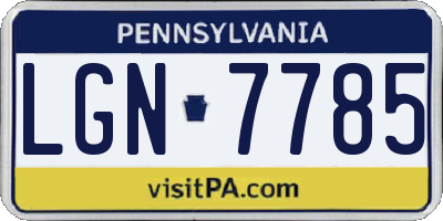 PA license plate LGN7785