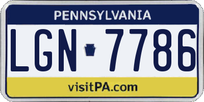 PA license plate LGN7786
