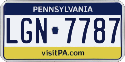 PA license plate LGN7787