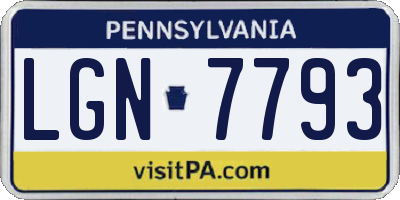PA license plate LGN7793