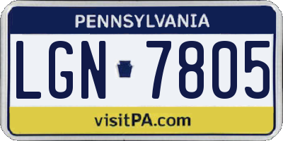 PA license plate LGN7805