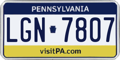 PA license plate LGN7807
