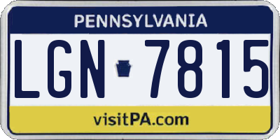 PA license plate LGN7815