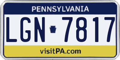 PA license plate LGN7817