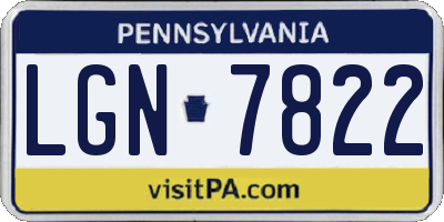 PA license plate LGN7822