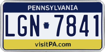 PA license plate LGN7841