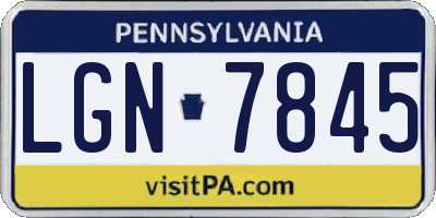 PA license plate LGN7845