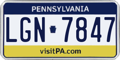 PA license plate LGN7847