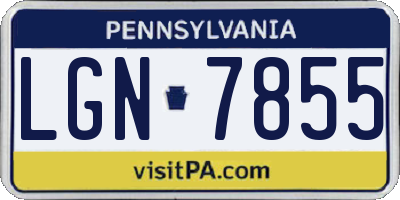 PA license plate LGN7855