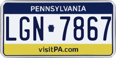 PA license plate LGN7867