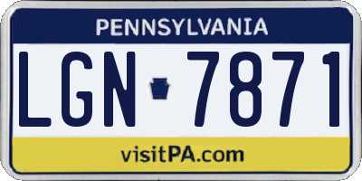 PA license plate LGN7871