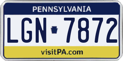 PA license plate LGN7872