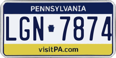 PA license plate LGN7874