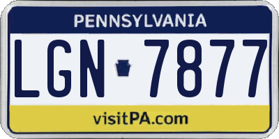 PA license plate LGN7877