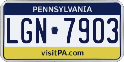 PA license plate LGN7903