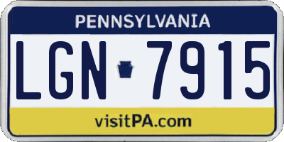 PA license plate LGN7915