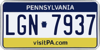 PA license plate LGN7937