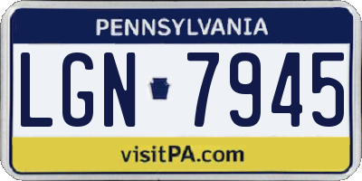 PA license plate LGN7945