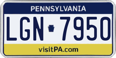 PA license plate LGN7950