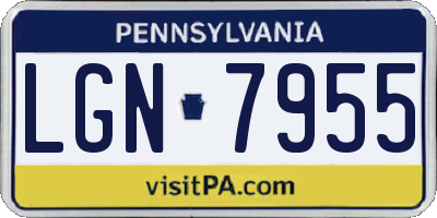 PA license plate LGN7955