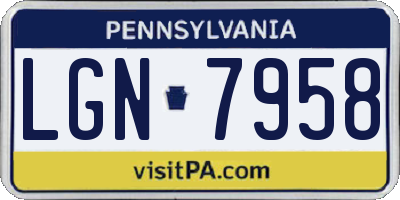 PA license plate LGN7958