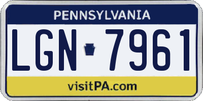 PA license plate LGN7961