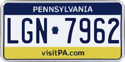 PA license plate LGN7962