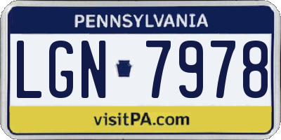PA license plate LGN7978
