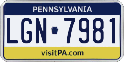 PA license plate LGN7981