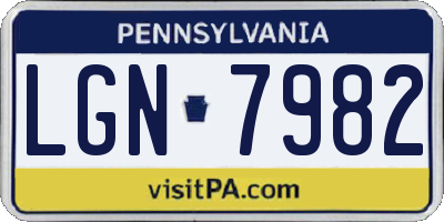 PA license plate LGN7982