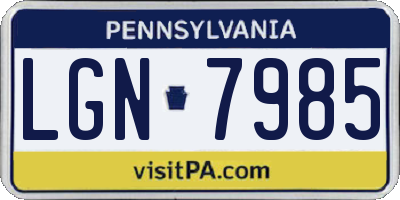 PA license plate LGN7985