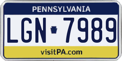 PA license plate LGN7989