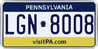 PA license plate LGN8008