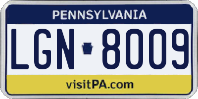 PA license plate LGN8009