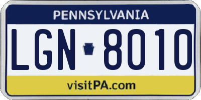 PA license plate LGN8010