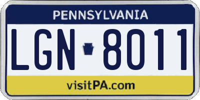 PA license plate LGN8011