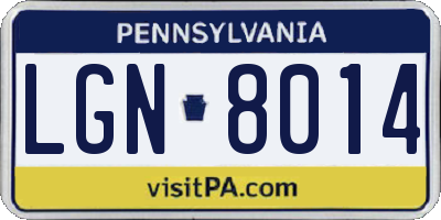 PA license plate LGN8014