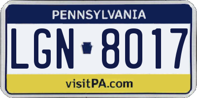 PA license plate LGN8017