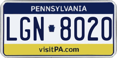 PA license plate LGN8020